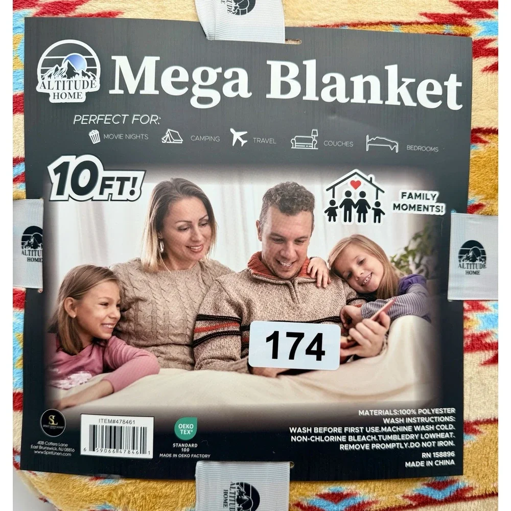 Altitude Home 10FT Family Mega Blanket Aztec Design Brand New
